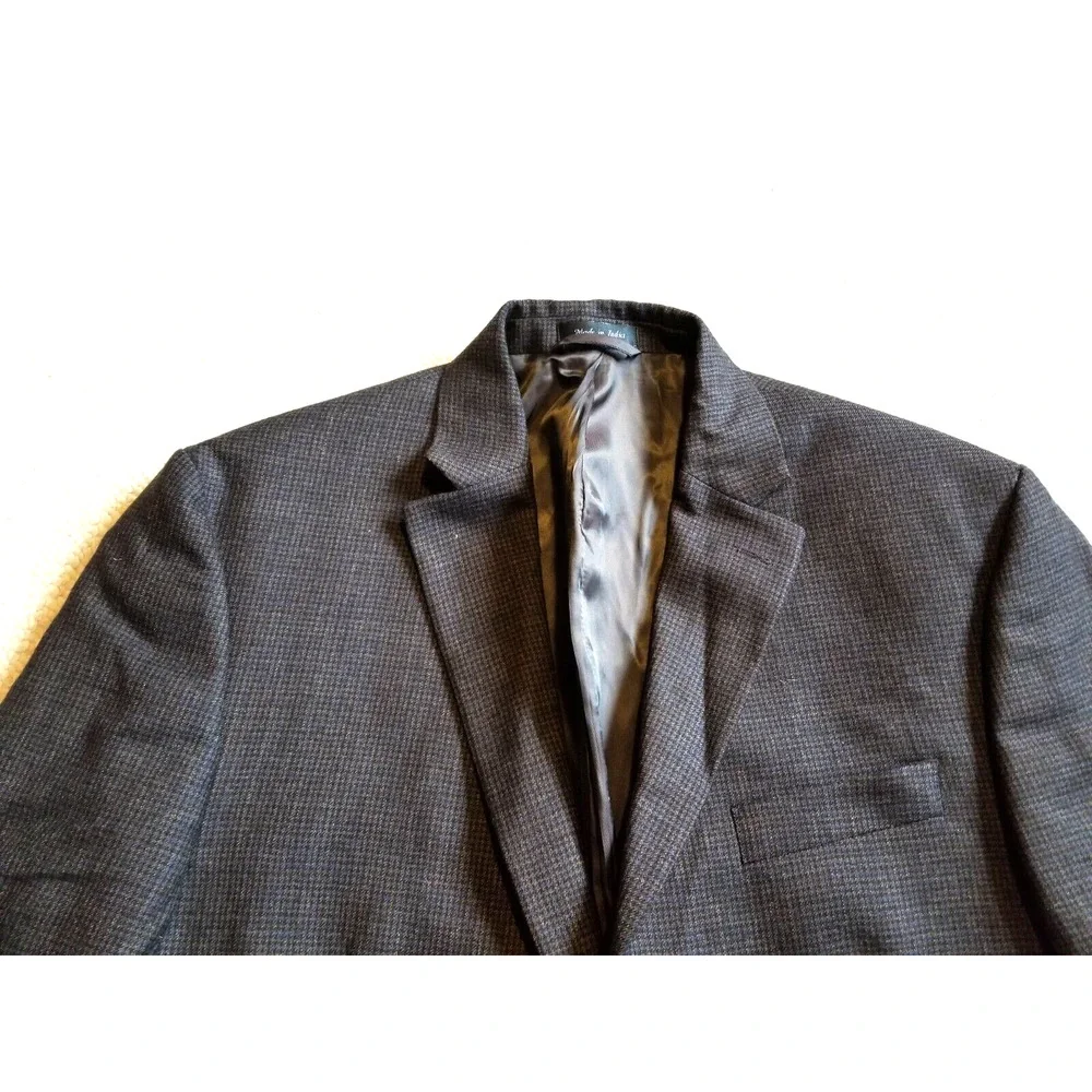 Mens Blazer-LAUREN RALPH LAUREN-brown houndstooth 100% wool 2 button lined-44R